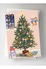 Vissevasse Wenskaart - Glowing Christmas Tree - Dubbele kaart + Envelop
