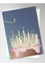 Vissevasse Wenskaart - Cake with candle - Dubbele kaart + Envelop