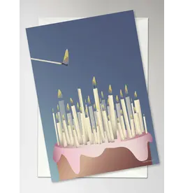 Vissevasse Wenskaart - Cake with candle - Dubbele kaart + Envelop
