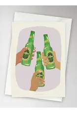 Vissevasse Wenskaart - Cheers Bottle - Dubbele kaart + Envelop