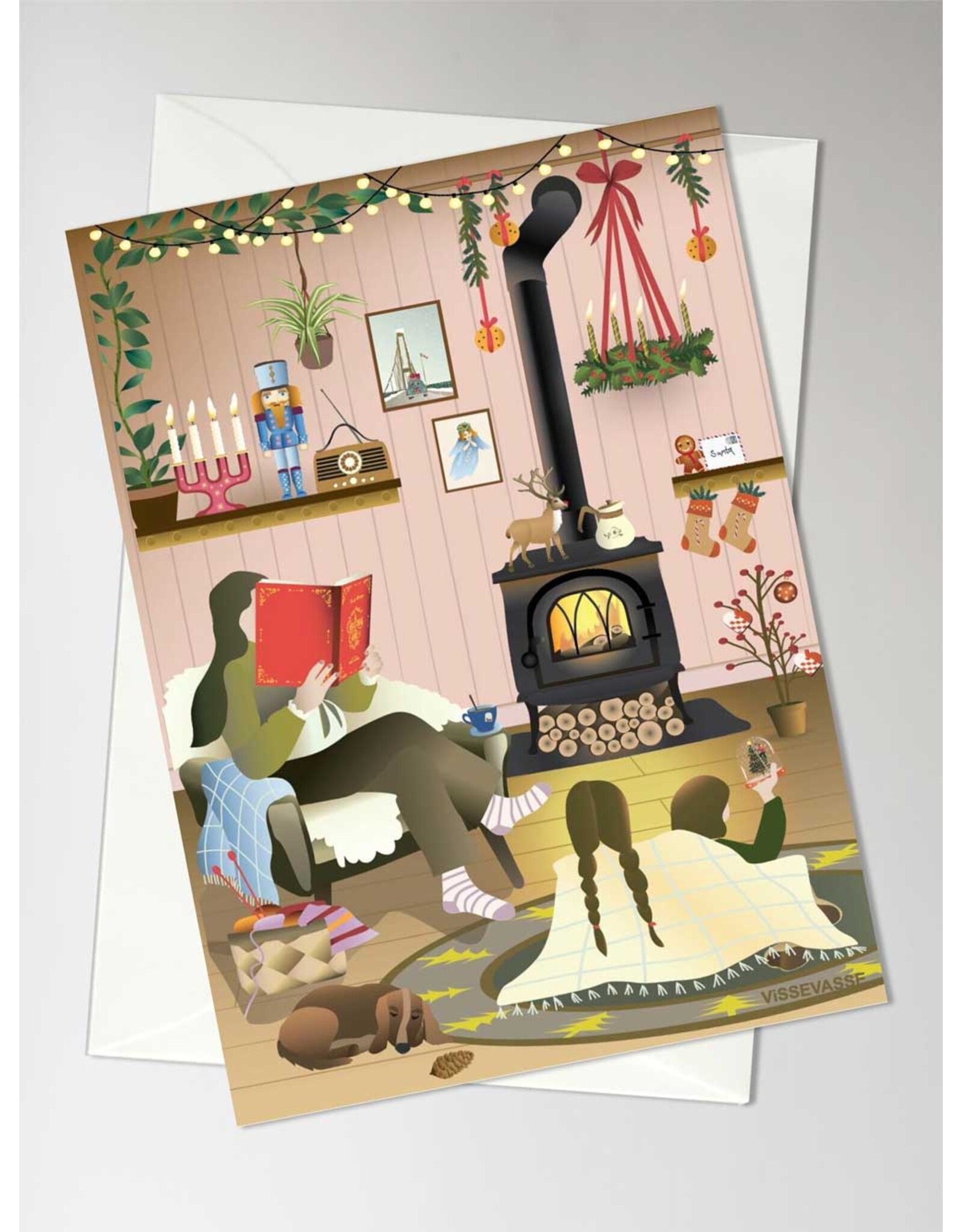 Vissevasse Wenskaart - Read me a story - Dubbele kaart + Envelop