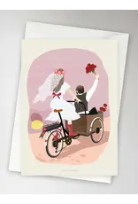 Vissevasse Wenskaart - Wedding Bike - Dubbele kaart + Envelop