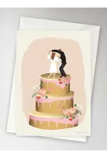 Vissevasse Wenskaart - Wedding Cake - Dubbele kaart + Envelop