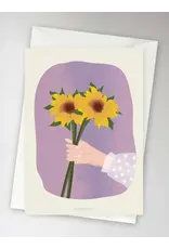 Vissevasse Wenskaart - Sunflowers - Dubbele kaart + Envelop