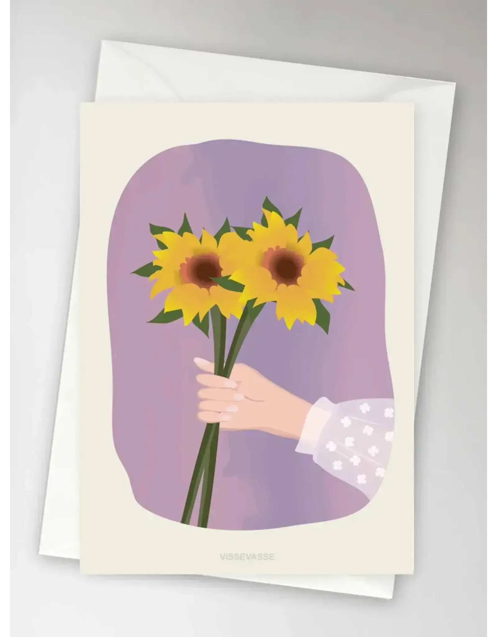Vissevasse Wenskaart - Sunflowers - Dubbele kaart + Envelop