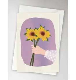 Vissevasse Wenskaart - Sunflowers - Dubbele kaart + Envelop