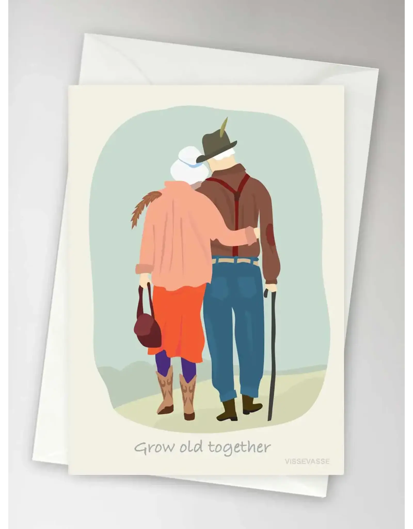 Vissevasse Wenskaart - Grow old Together - Dubbele kaart + Envelop