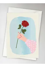 Vissevasse Wenskaart - Red Rose - Dubbele kaart + Envelop