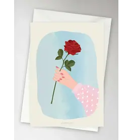 Vissevasse Wenskaart - Red Rose - Dubbele kaart + Envelop