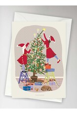 Vissevasse Wenskaart - Christmas girls - Dubbele kaart + Envelop