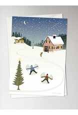 Vissevasse Wenskaart - Snow Angels - Dubbele kaart + Envelop