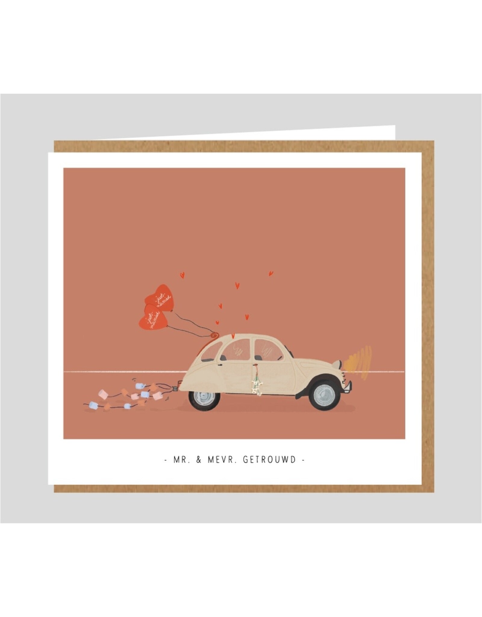 Studio Mie Wenskaart - Mr. en Mevr. Getrouwd - 12,5 x 14 cm