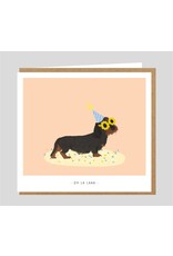 Studio Mie Wenskaart - Teckel, Ohlalaaaa - 12,5 x 14 cm