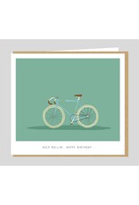 Studio Mie Wenskaart - Fiets, Keep rollin', Happy Birthday - Dubbele kaart + Envelop