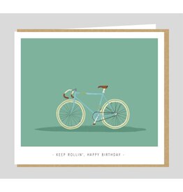 Studio Mie Wenskaart - Fiets, Keep rollin', Happy Birthday - Dubbele kaart + Envelop