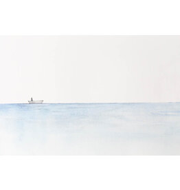 Lieve Claesen Wenskaart - Boot op zee - Dubbele kaart + Envelop