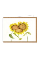 Lieve Claesen Wenskaart - Knuffelde Zonnebloemen - Dubbele kaart + Envelop