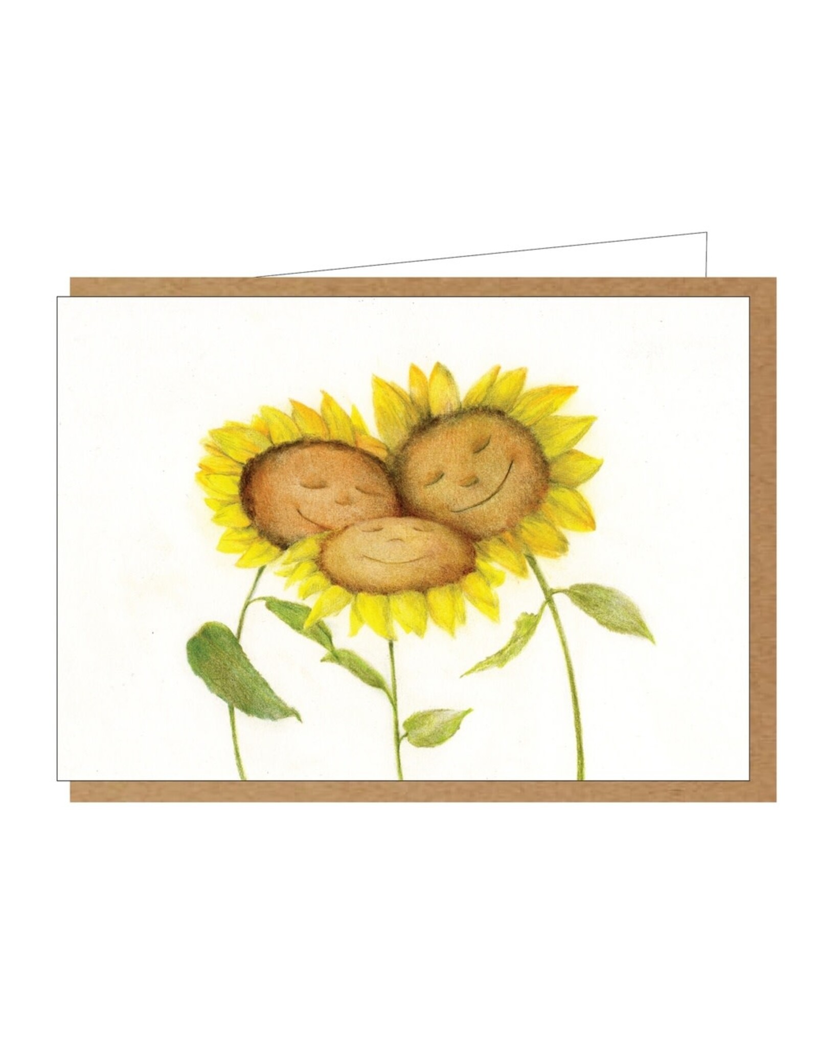 Lieve Claesen Wenskaart - Knuffelde Zonnebloemen - Dubbele kaart + Envelop