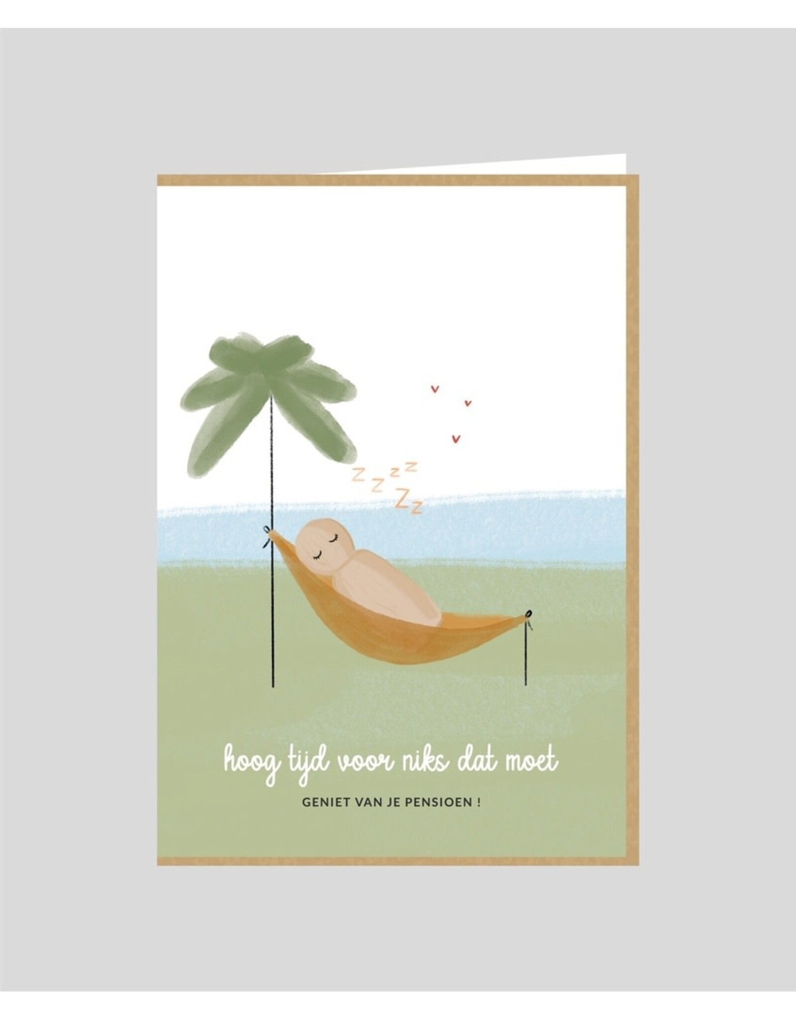 Poppemie Wenskaart - Hoog tijd voor niks dat moet - Dubbele kaart + Envelop