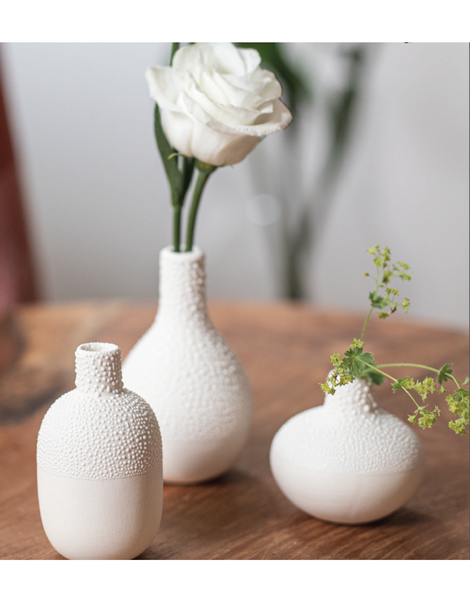 Raeder Mini vaasje gepareld - Wit - set van 3 - Ø 4-5cm, H 5-8 cm