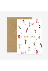 All The Ways to Say Wenskaart - Kerst - New Year dancers  - Dubbele kaart + Envelop - 11,5 x 16,5 - Blanco