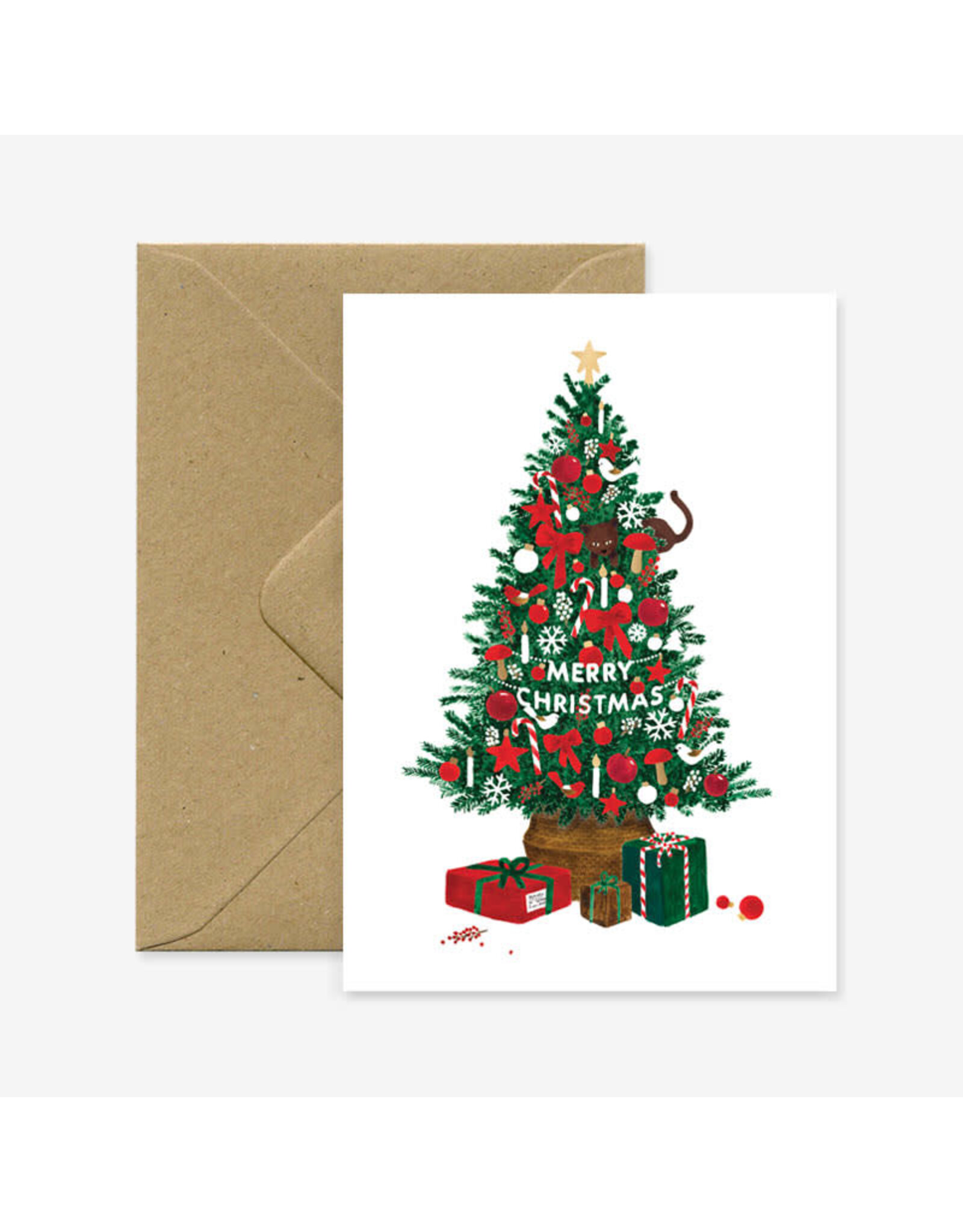 All The Ways to Say Wenskaart - Kerst - Christmas tree - Dubbele kaart + Envelop - 11,5 x 16,5 - Blanco
