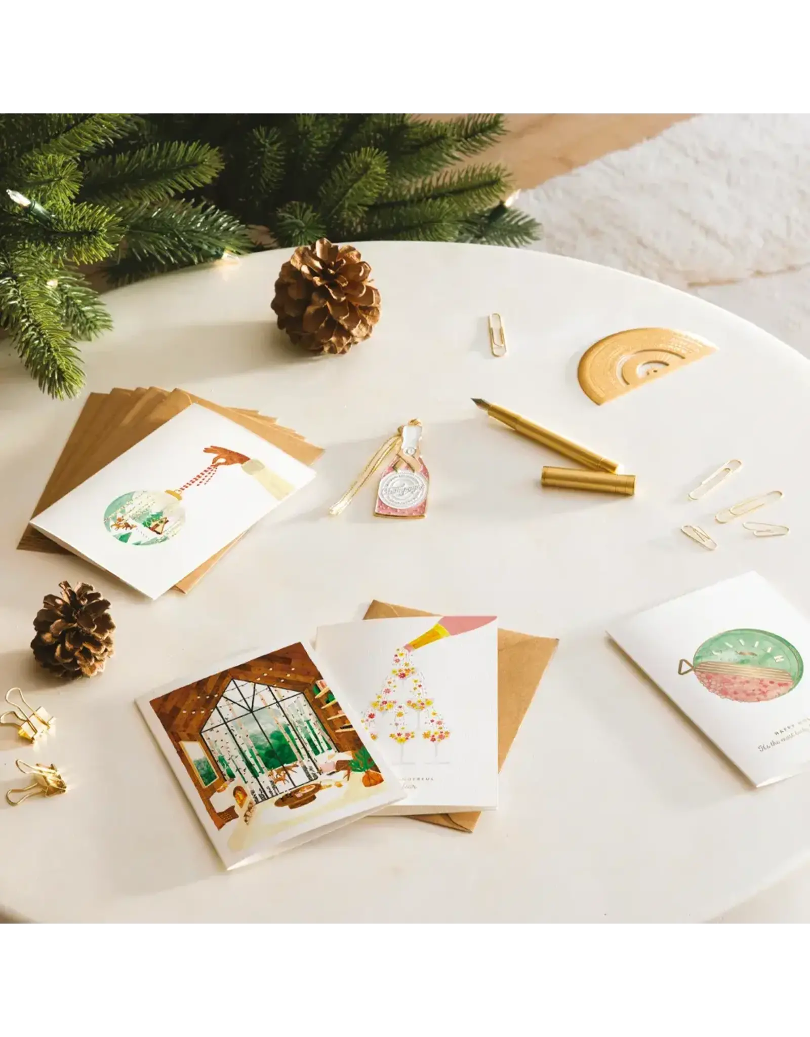 All The Ways to Say Wenskaart - Kerst - Gold NY flower champagne - Dubbele kaart + Envelop