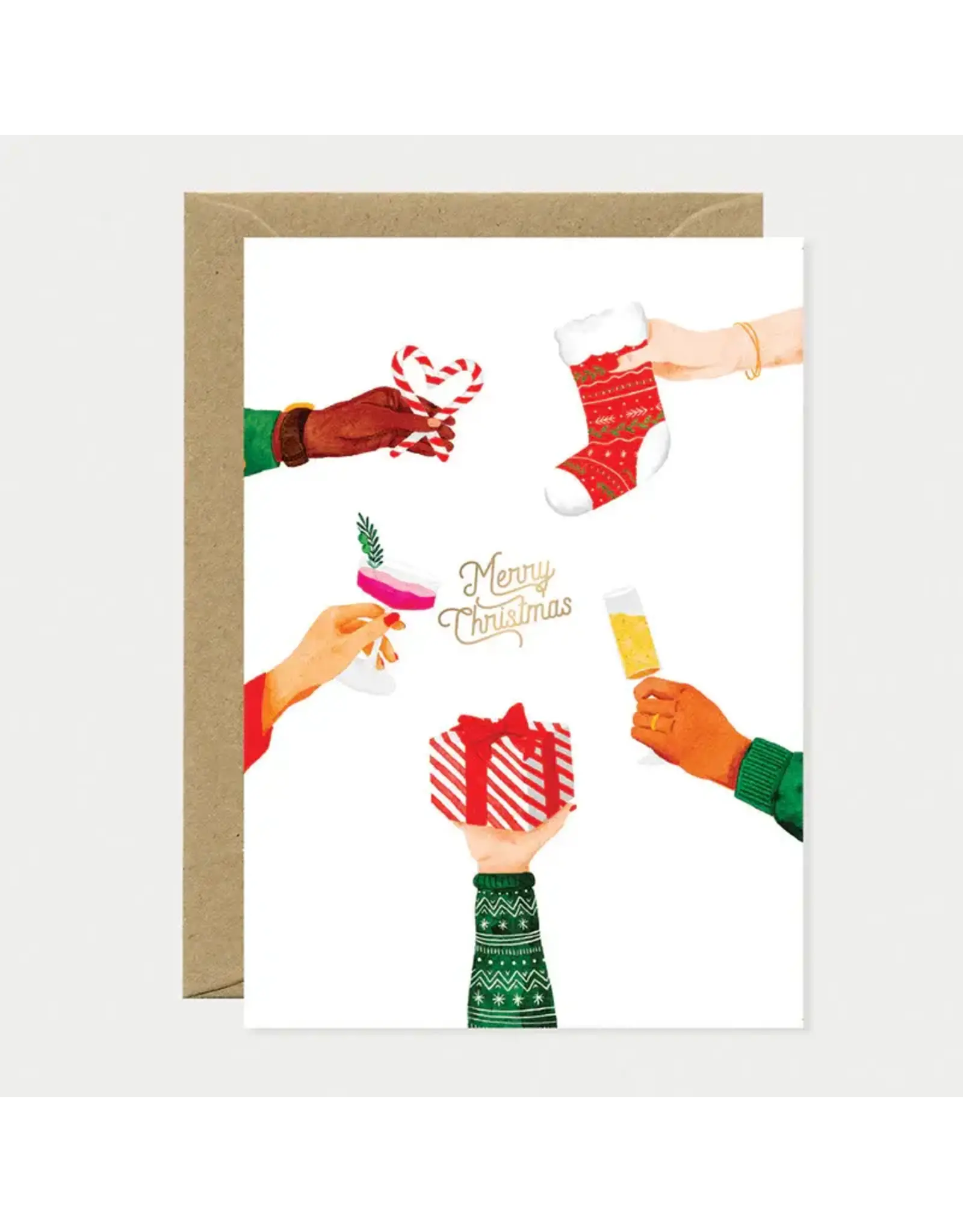 All The Ways to Say Wenskaart - Kerst - Merry Christmas Cheers - Dubbele kaart + Envelop