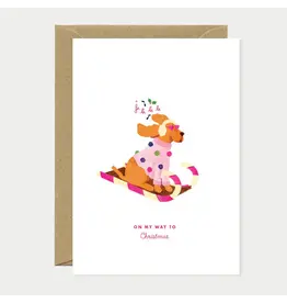 All The Ways to Say Wenskaart - Kerst - Christmas Dog Sled - Dubbele kaart + Envelop