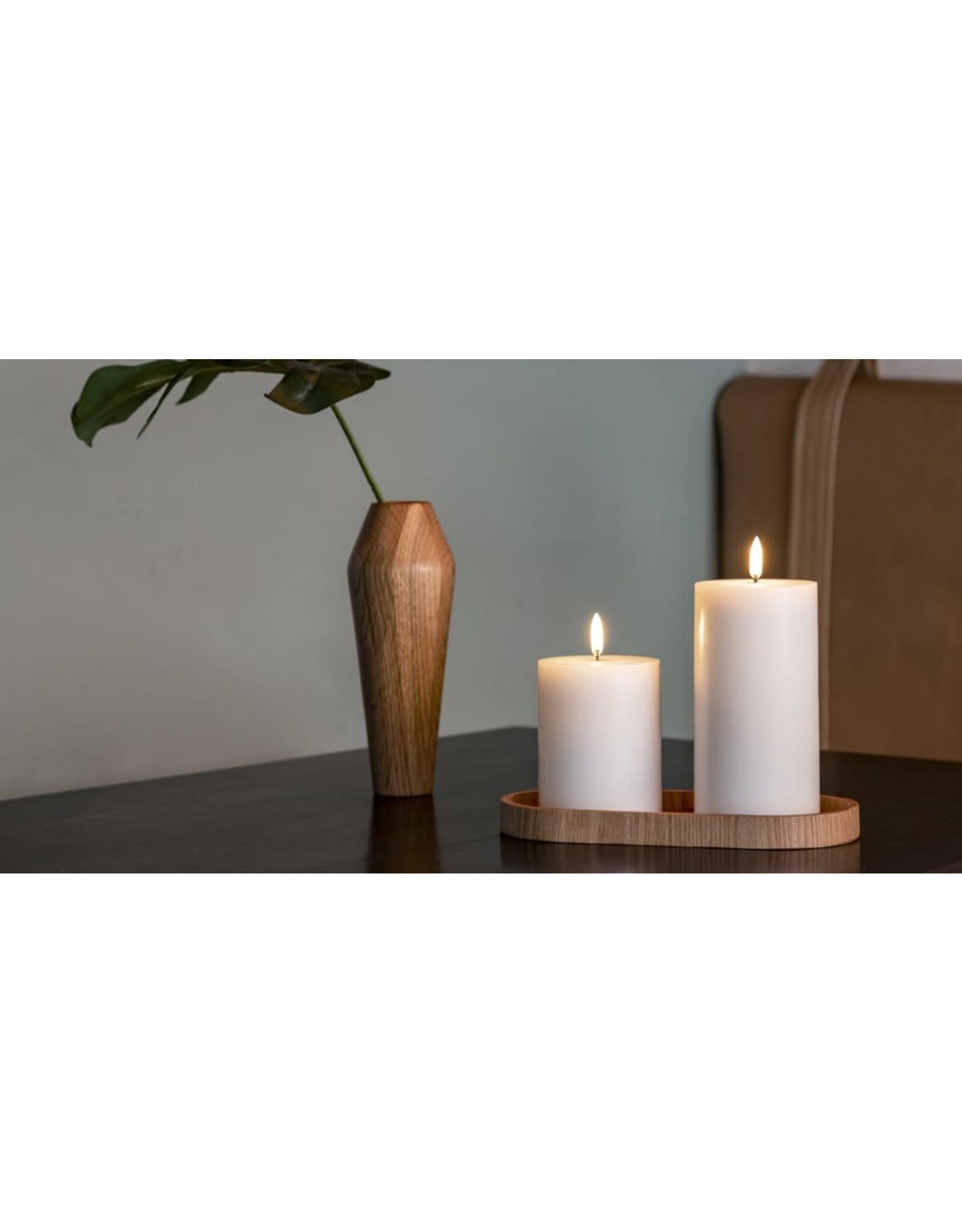 Uyuni Led Pillar Kaars, Nordic White - 7,8 x 10cm