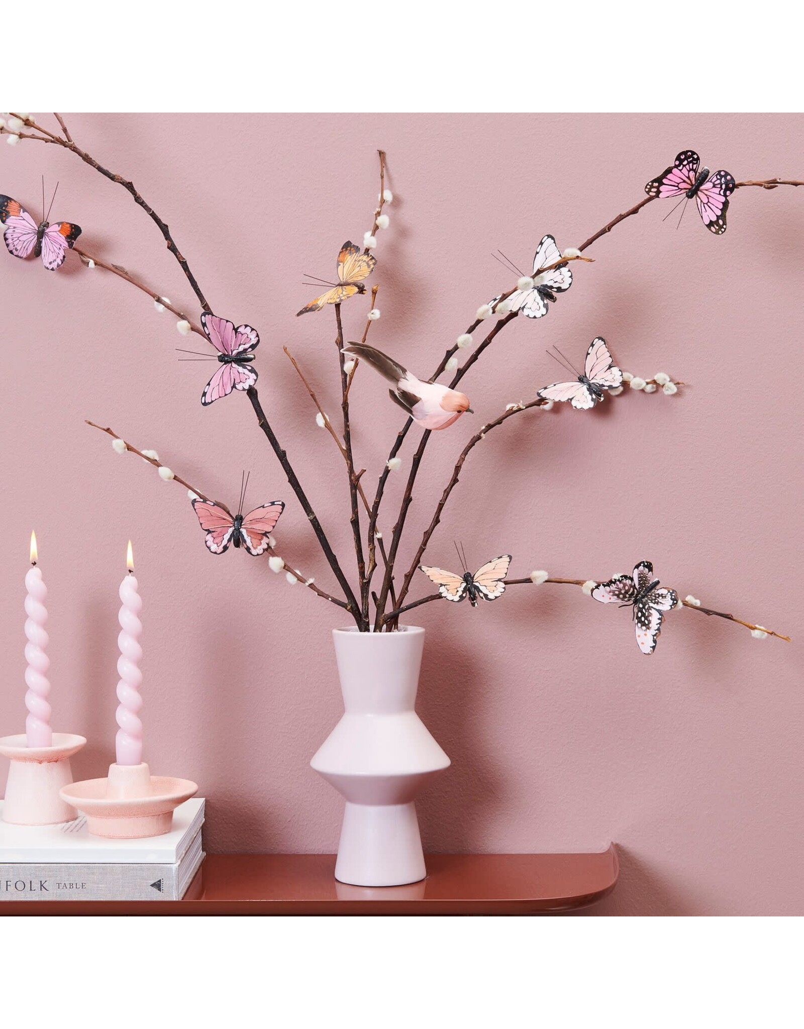 Rico Design Vogel met Clip - Abrikoos - 12x5,5x4cm