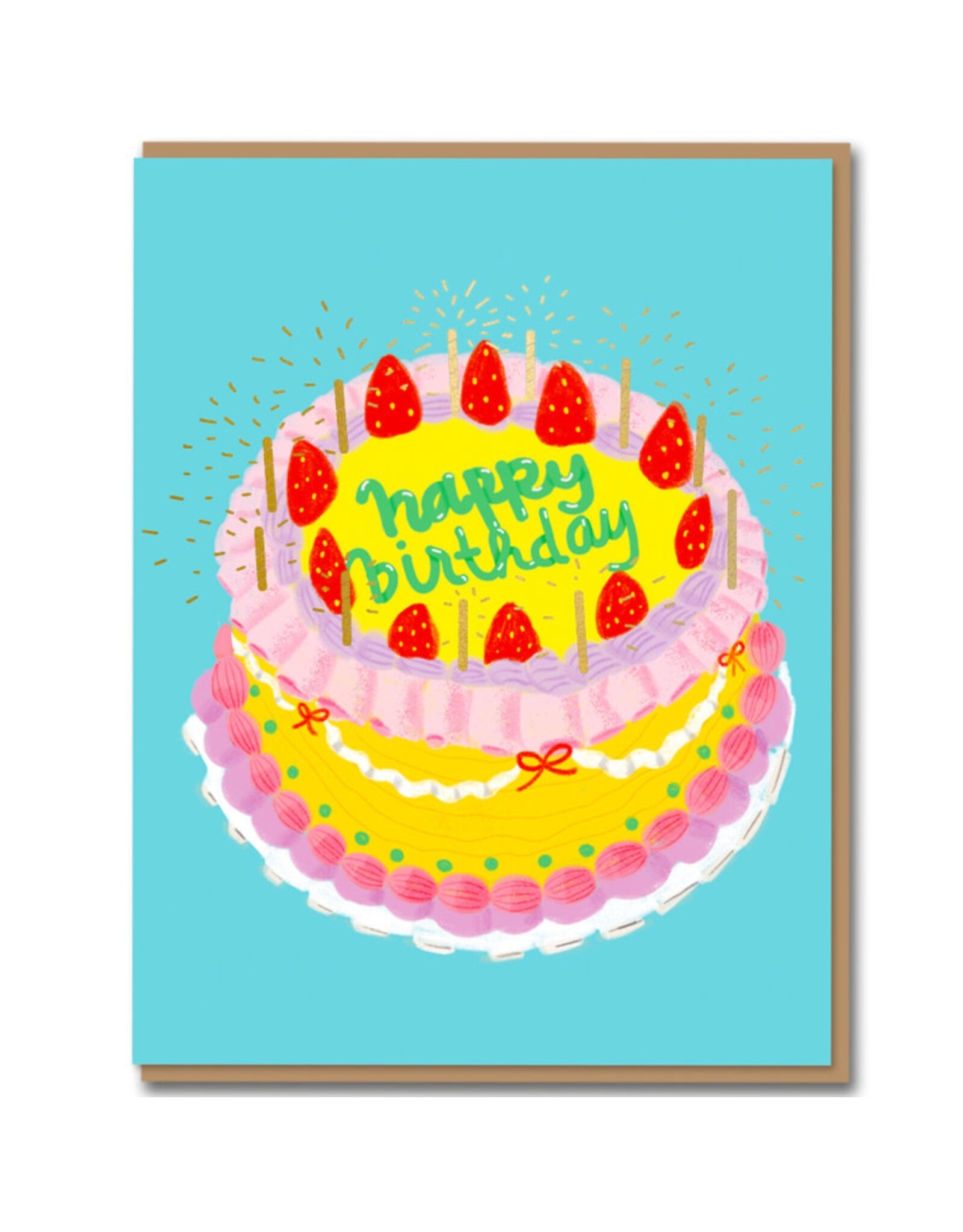 Carolyn Suzuki Goods Wenskaart - Ichigo Cake - Dubbele kaart + Envelop