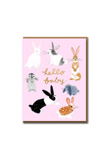 Carolyn Suzuki Goods Wenskaart - Bunny, Hello Baby - Dubbele kaart en Envelop