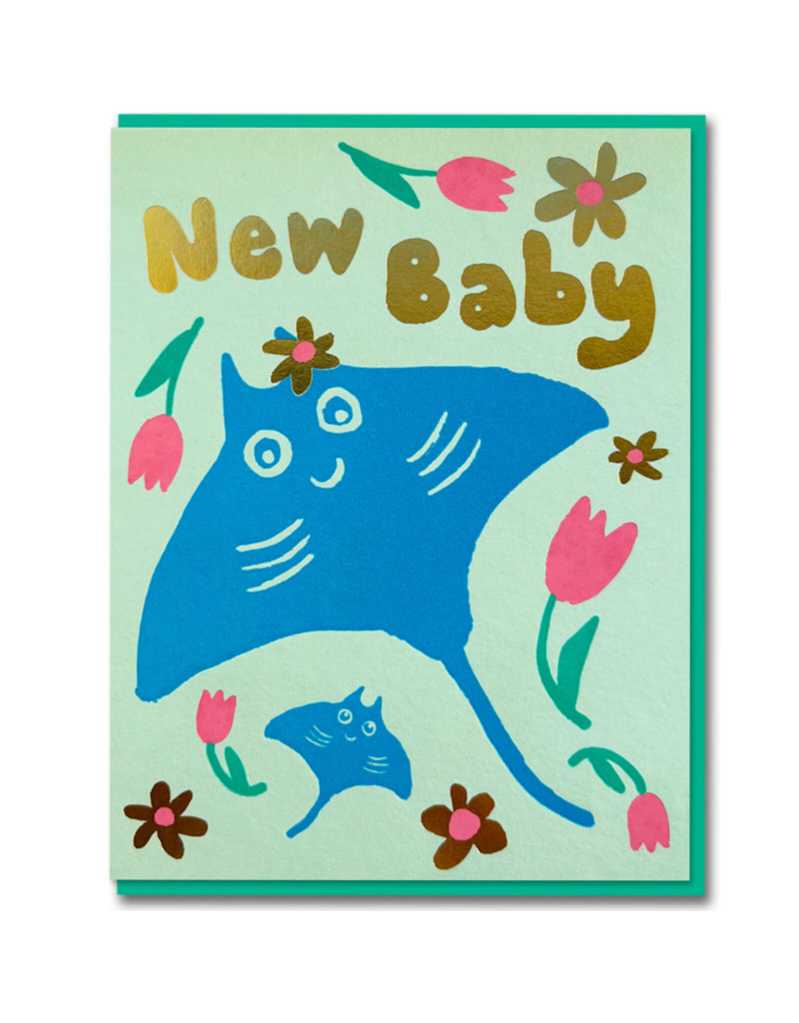 Joyful Wenskaart - Rog, New Baby - Dubbele kaart + Envelop