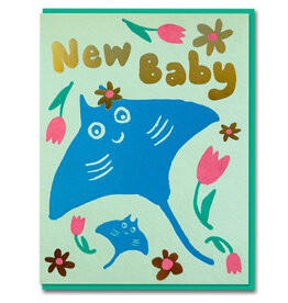 Joyful Wenskaart - Rog, New Baby - Dubbele kaart + Envelop