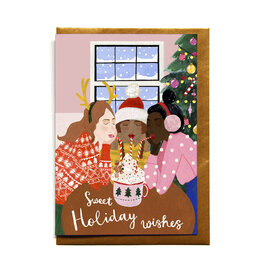 Reddish Design Wenskaart - Kerst - Sweet Girls - Dubbele kaart + Envelope