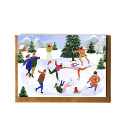 Reddish Design Wenskaart - Kerst - Ice skating - Dubbele kaart + Envelop