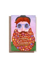 Reddish Design Wenskaart - Flowerbeard man birthday - Dubbele kaart + Envelop