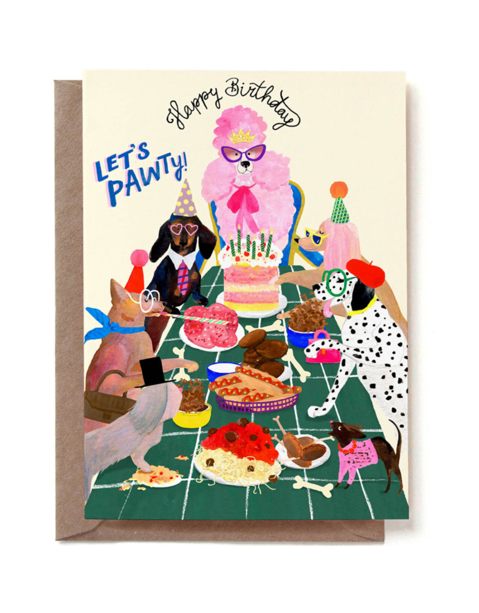 Reddish Design Wenskaart - Birhtday Party Dogs - Dubbele kaart + Envelop