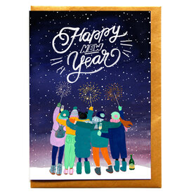 Reddish Design Wenskaart - Kerst - Happy New year firework - Dubbele kaart + Envelop