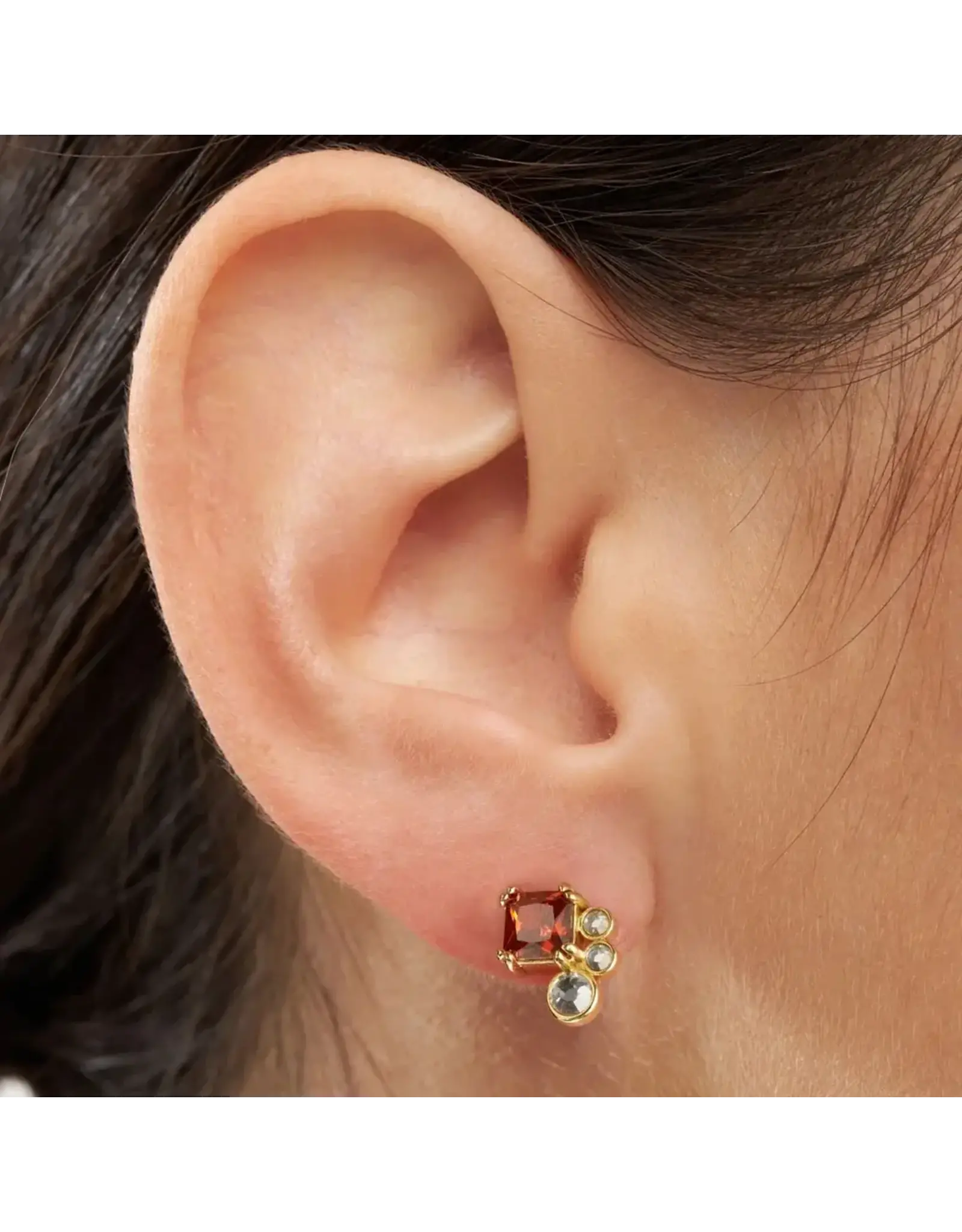 Lulu Copenhagen Oorbel Stud - Gala Red Bling, Right - Messing Verguld (18K)