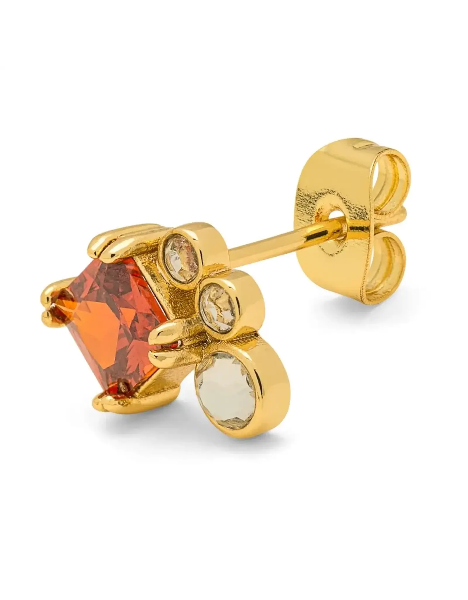 Lulu Copenhagen Oorbel Stud - Gala Red Bling, Right - Messing Verguld (18K)