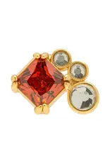 Lulu Copenhagen Oorbel Stud - Gala Red Bling, Right - Messing Verguld (18K)
