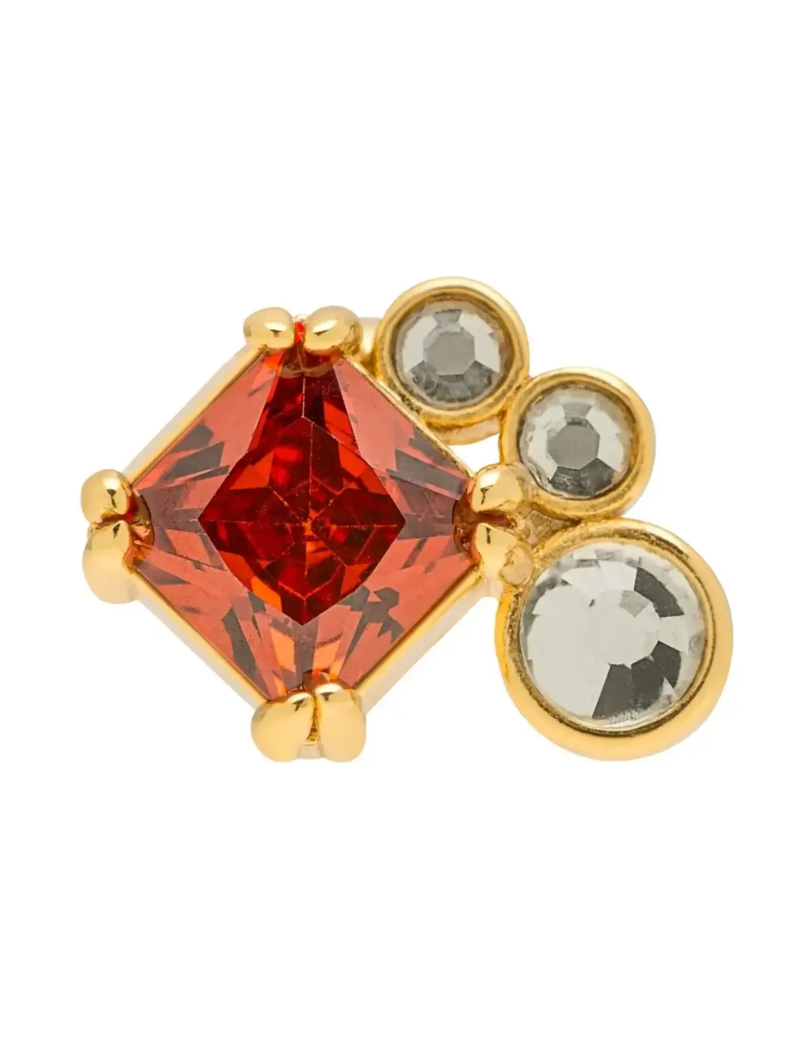 Lulu Copenhagen Oorbel Stud - Gala Red Bling, Right - Messing Verguld (18K)