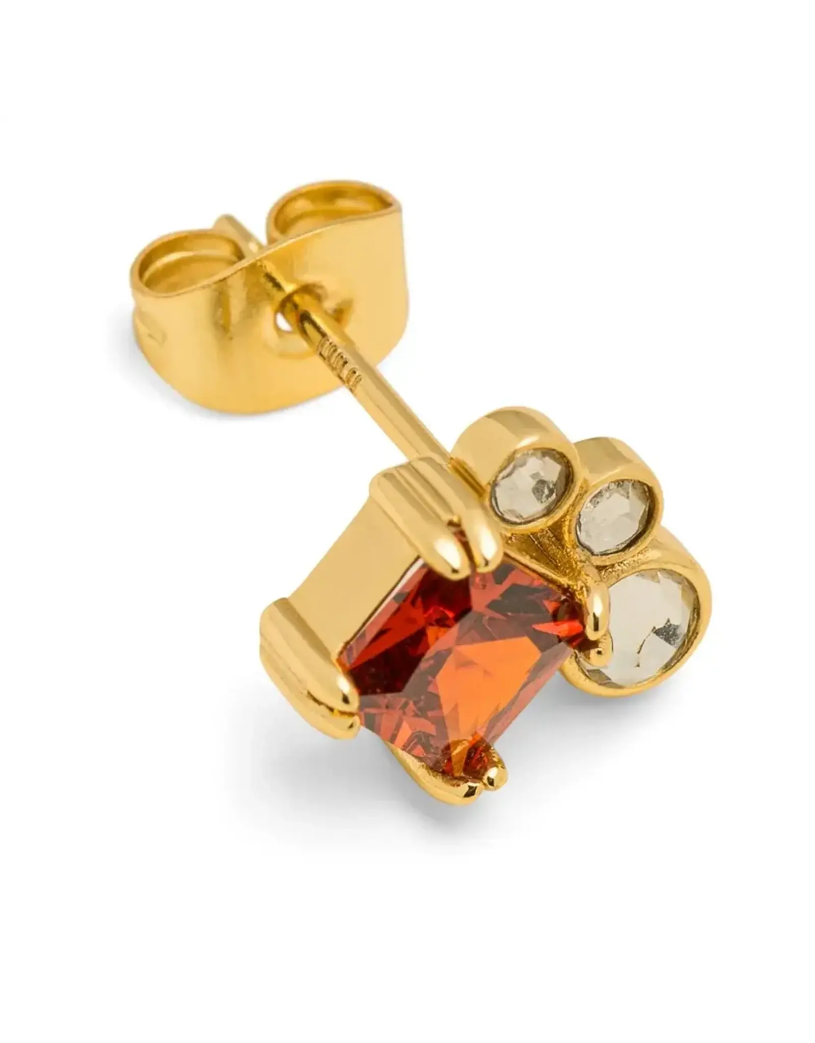 Lulu Copenhagen Oorbel Stud - Gala Red Bling, Right - Messing Verguld (18K)