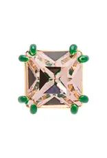 Lulu Copenhagen Oorbel Stud - Gala Crystal Bling, Vintage Rose/Green - Messing Verguld (18K)