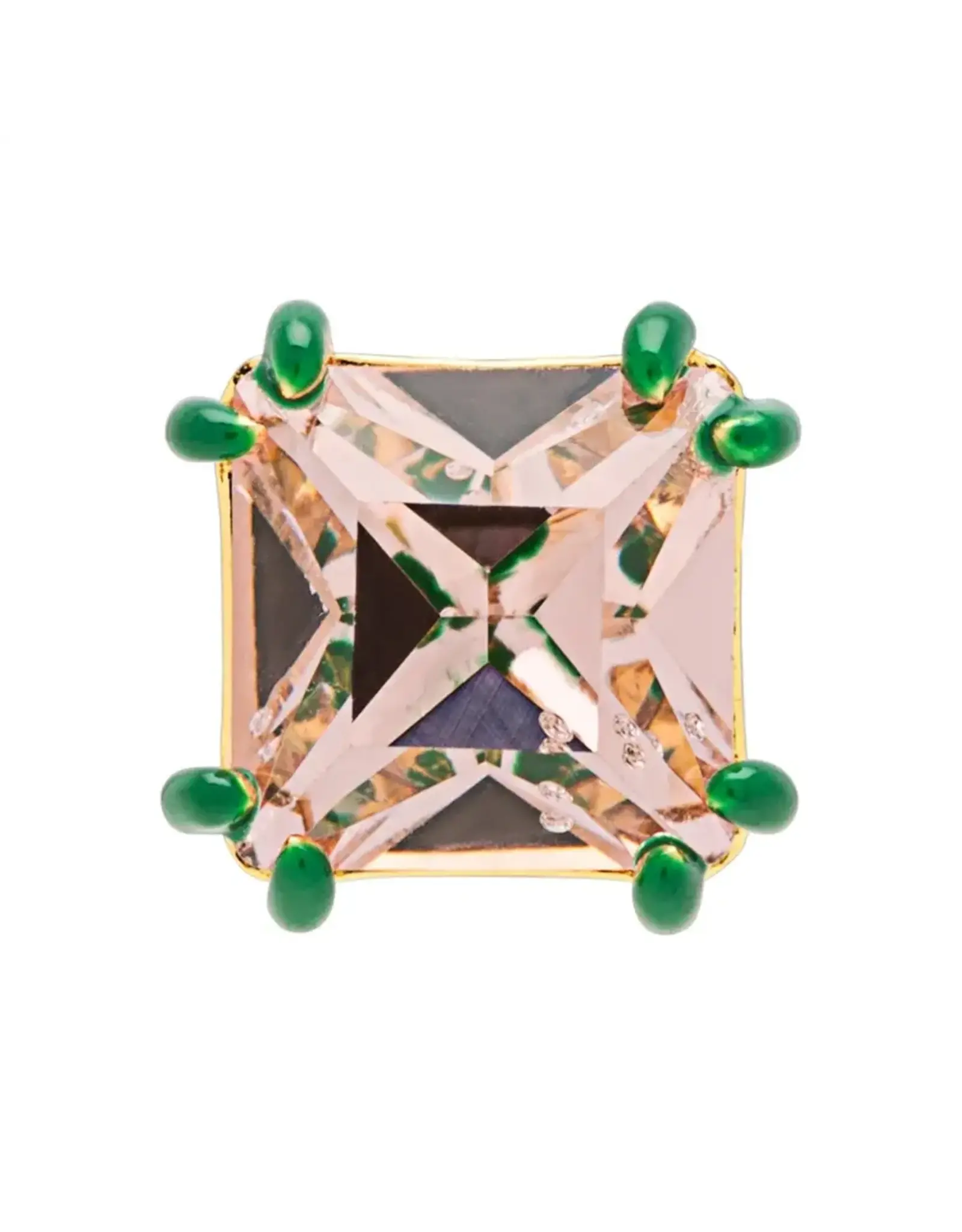 Lulu Copenhagen Oorbel Stud - Gala Crystal Bling, Vintage Rose/Green - Messing Verguld (18K)