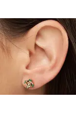 Lulu Copenhagen Oorbel Stud - Gala Crystal Bling, Vintage Rose/Green - Messing Verguld (18K)