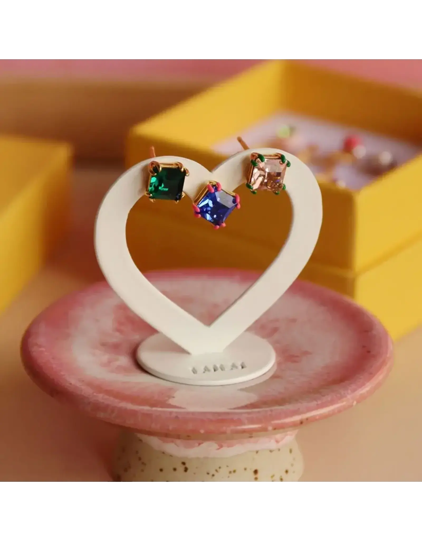 Lulu Copenhagen Oorbel Stud - Gala Crystal Bling, Vintage Rose/Green - Messing Verguld (18K)