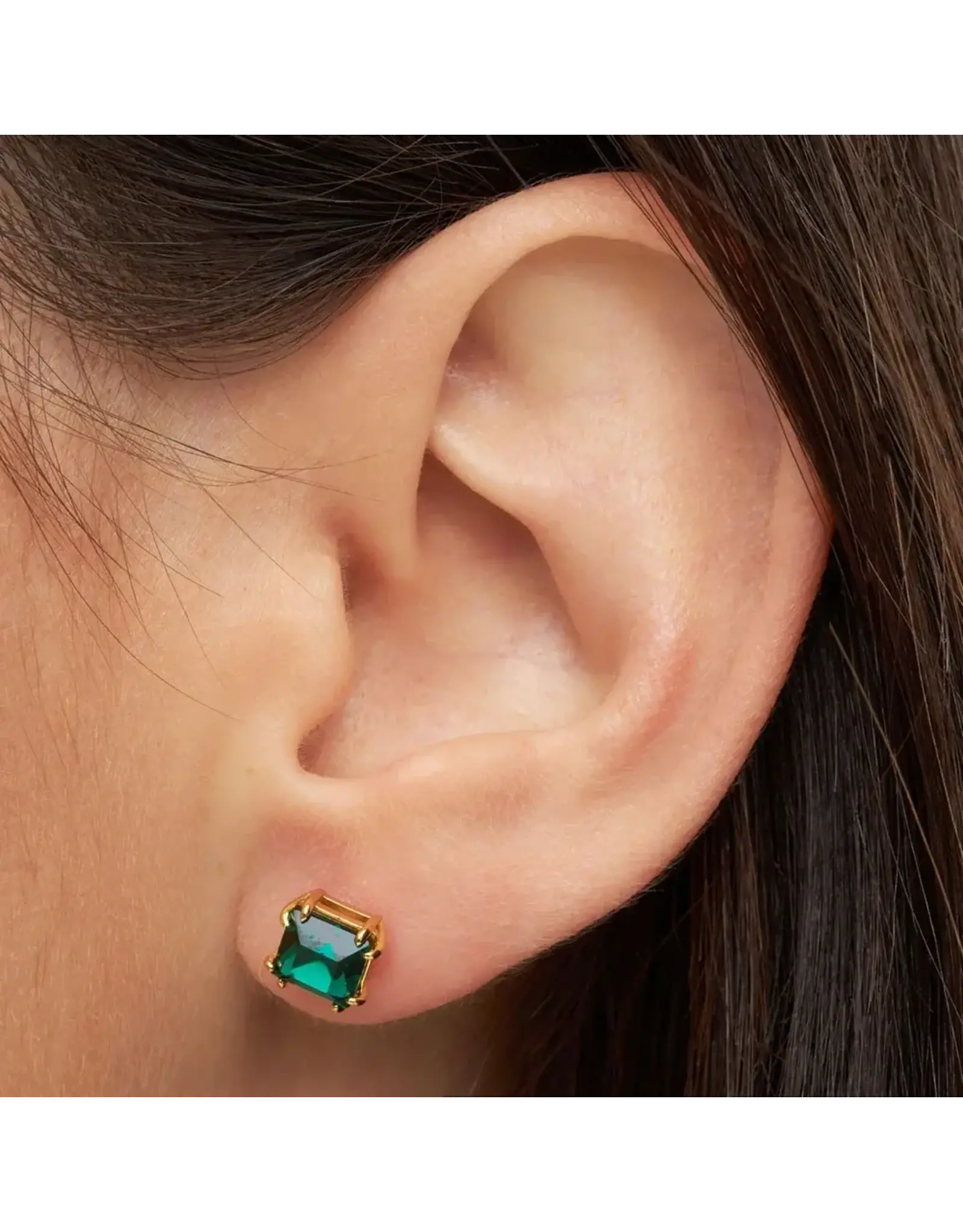 Lulu Copenhagen Oorbel Stud - Gala Crystal Bling, Emerald/Gold - Messing Verguld (18K)